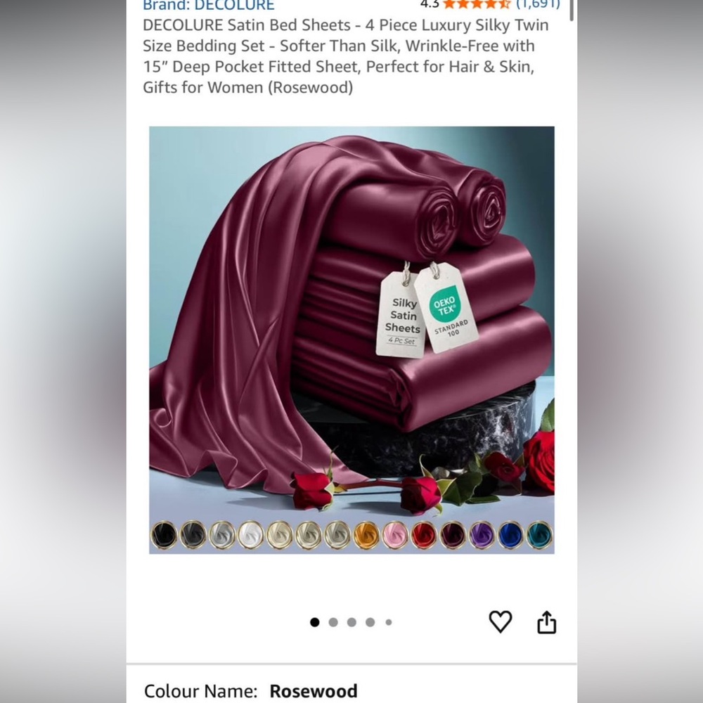 twin Luxury Satin Sheet Set - Burgundy